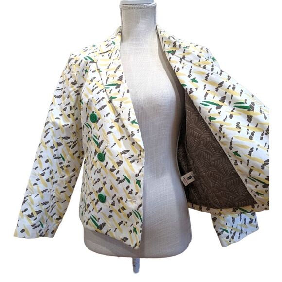 paperdenim&cloth Women's Printed Jacket Cotton Double Breased Jacket Size 3 S/M - Picture 3 of 8